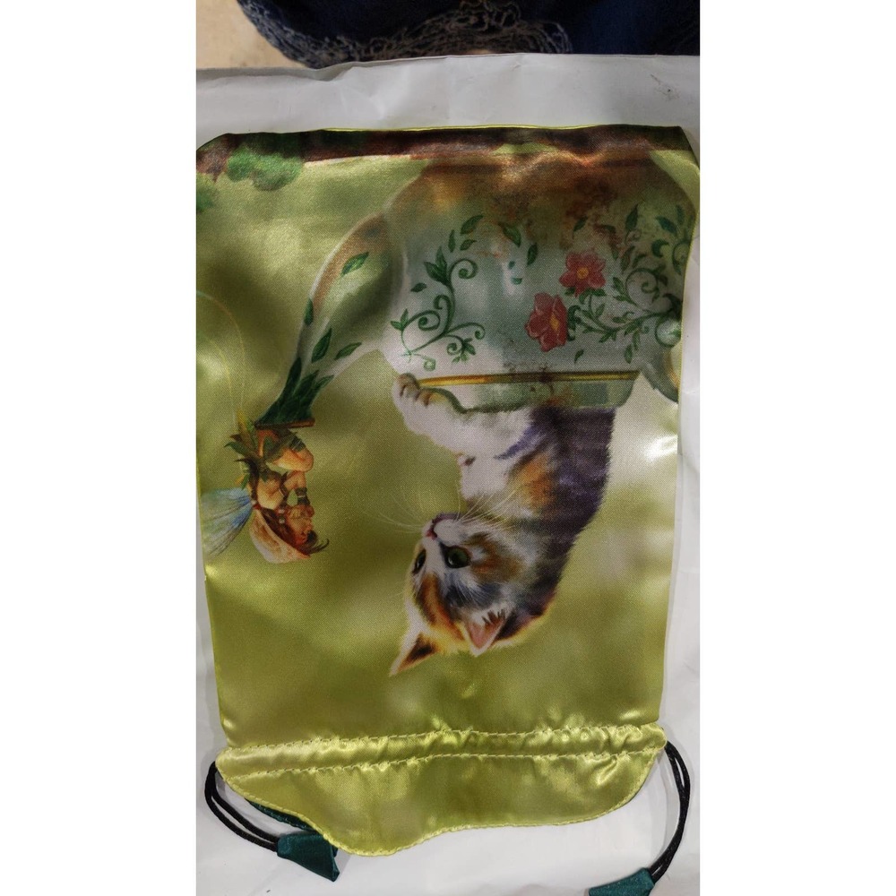Paolo Barbieri's Fantasy Cat Fairy Satin Bag for Tarot Runes sacred objects new
